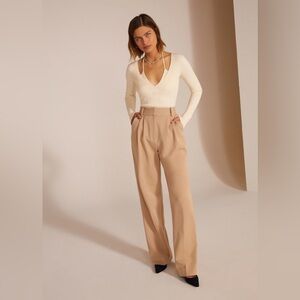 NWT Favorite Daughter The Favorite Pants Beige Wide Leg